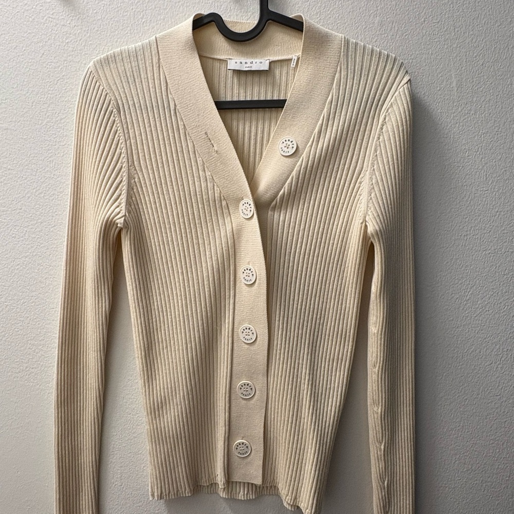 Sandro Ribbed Cardigan Sweater